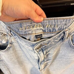 American Eagle Dreamy Drape Stretch Super Hi- Waisted Baggy Wide - Leg Jeans